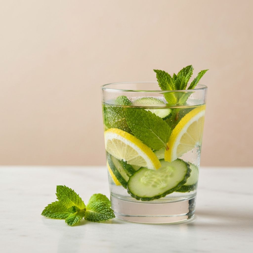 Infused water with mint and lemon